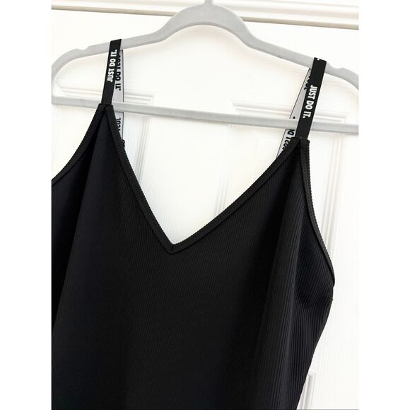 Nike Womens Black Sleeveless V-Neck Ribbed Just Do It Jumpsuit Size XL - Picture 2 of 5